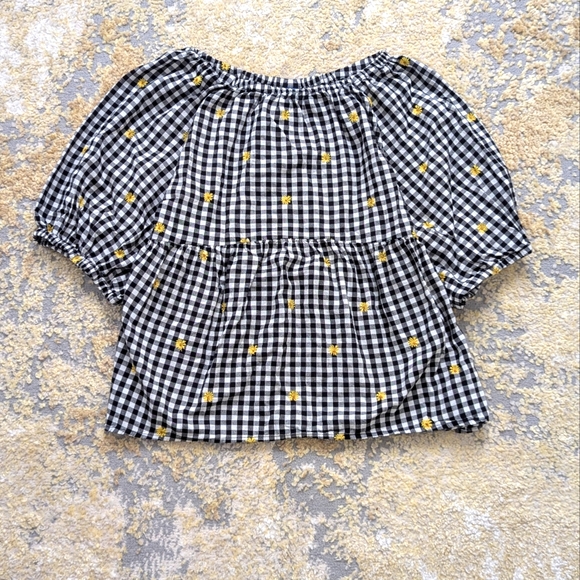 Old Navy Black Gingham Daisy Blouse NWT Size L - Picture 1 of 5